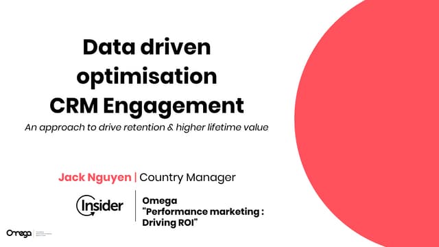CRM Engagement Strategy With Data Driven Optimisation. 