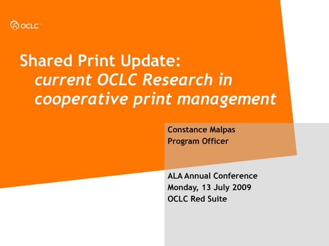 Shared Print Update ALA 2009