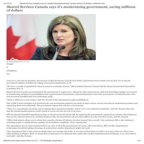 Shared services canada says it’s modernizing government, saving millions of d...
