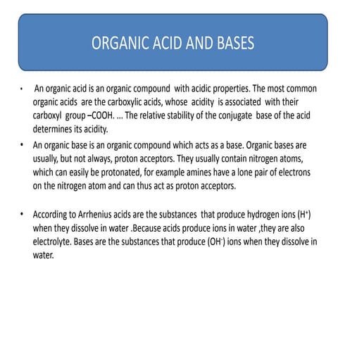 Organic Acid and Bases - Swathi S Rao