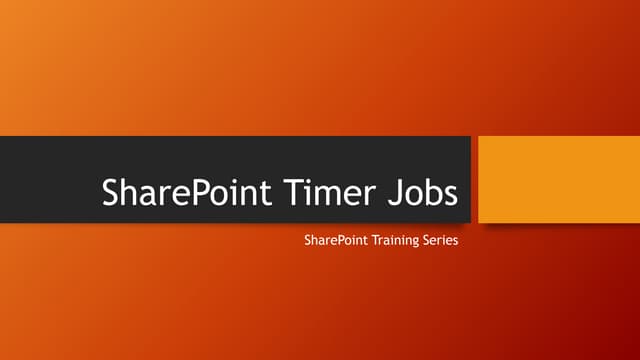 Best Practices for SharePoint Timer Jobs