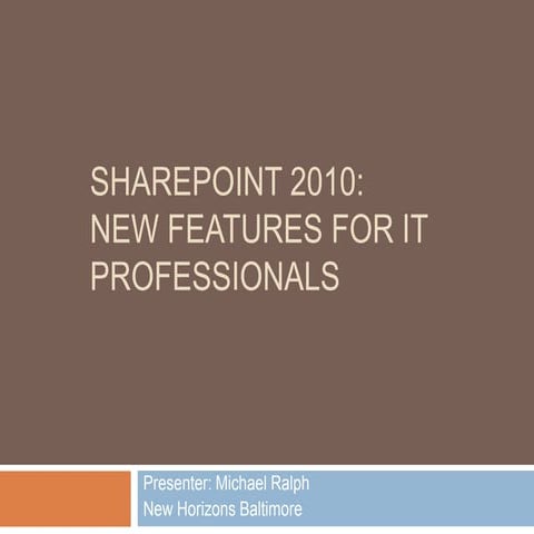 SharePoint 2010 new features seminar