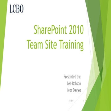 LCBO SharePoint Team Site Training Deck