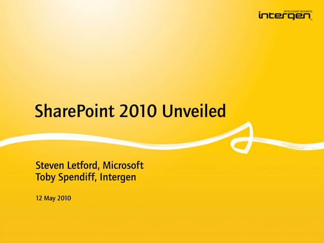 SharePoint 2010 Unveiled (Auckland)