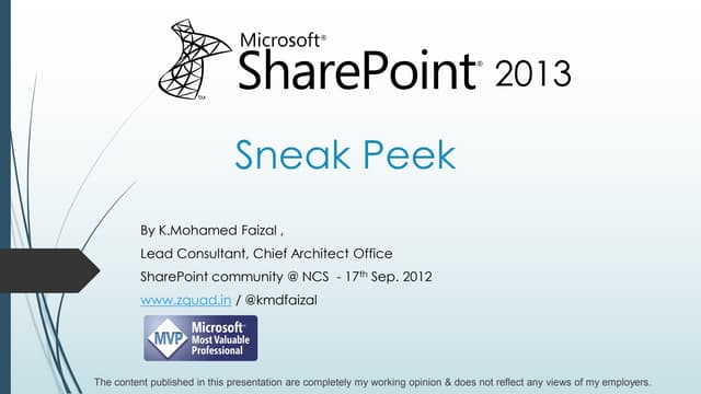 SharePoint 2013 Sneak Peek