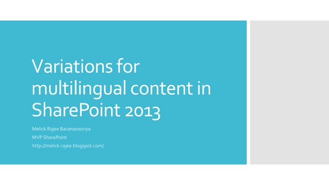 SharePoint 2013 variations feature