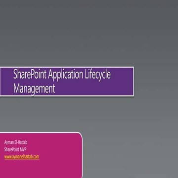 SharePoint Application Lifecycle Management (ALM)