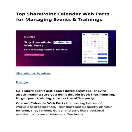 Top SharePoint Calendar Web Parts for Managing Events & Trainings