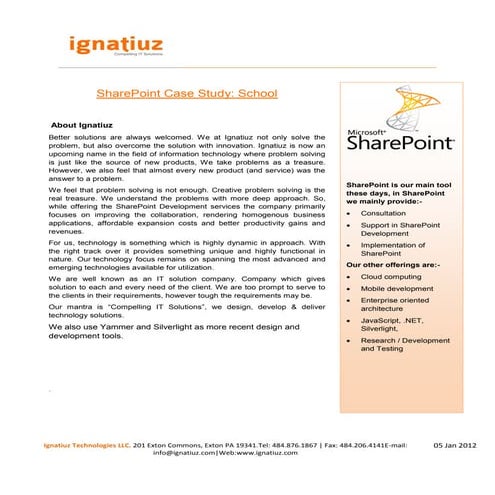 SharePoint Case Study: School