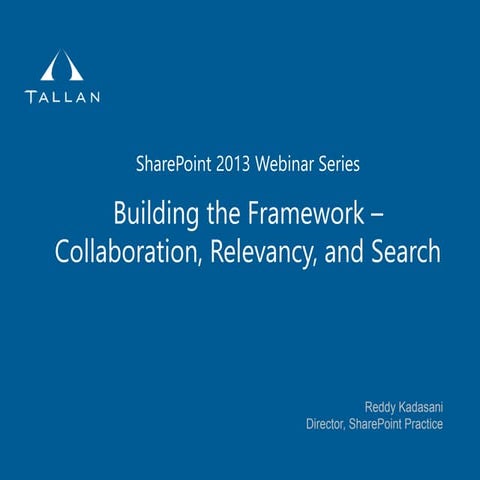 Building the Framework: Connecting Users to Relevant, Real-Time Data Webcast ...