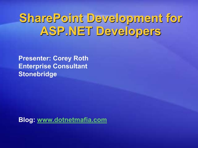 SharePoint Development For Asp Net Developers