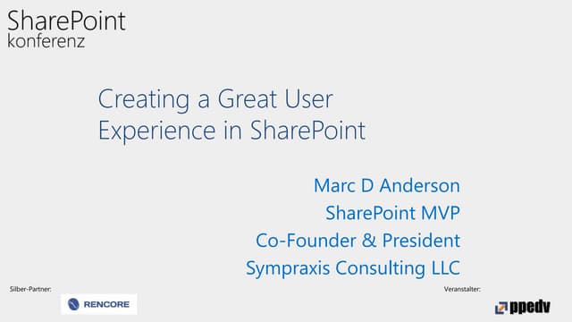 SharePointFest Konferenz 2016 - Creating a Great User Experience in SharePoint