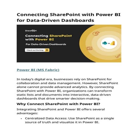 Connecting SharePoint with Power BI for Data-Driven Dashboards