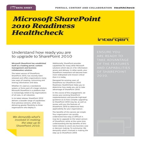 Microsoft SharePoint 2010 Readiness Healthcheck
