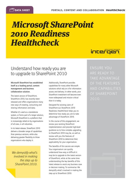 Microsoft SharePoint 2010 Readiness Healthcheck