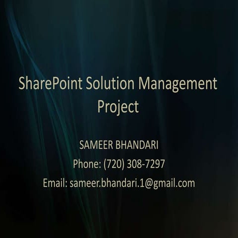 Share Point Solution Management Project Portfolio