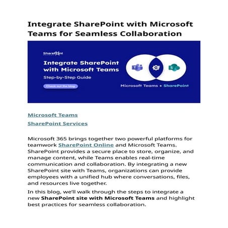 Integrate SharePoint with Microsoft Teams for Seamless Collaboration