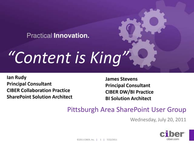 Share Point User Group Content Is King
