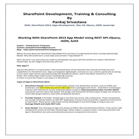 Working With Sharepoint 2013 Apps Development | PDF