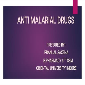 Anti Malarial Drugs of medicinal chemistry