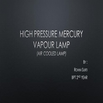 High Pressure Mercury Vapour lamp (air cooled lamp) - Electrotherapy | PDF