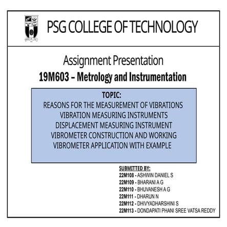 Basics of metrology and instrumentation about vibration