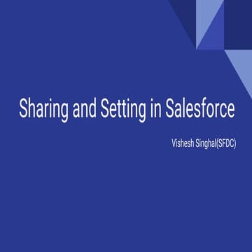 Sharing and setting in salesforce