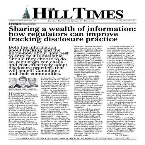 Sharing a wealth of information: how regulators can improve fracking disclosure practice