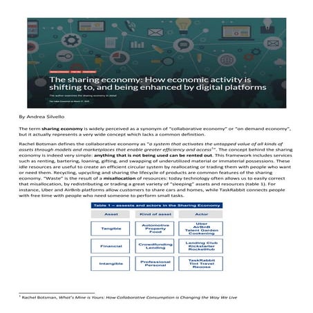 The sharing economy: How economic activity is shifting to, and being enhanced...
