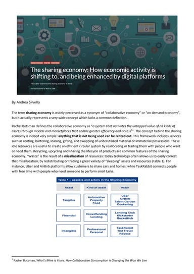 The sharing economy: How economic activity is shifting to, and being enhanced...