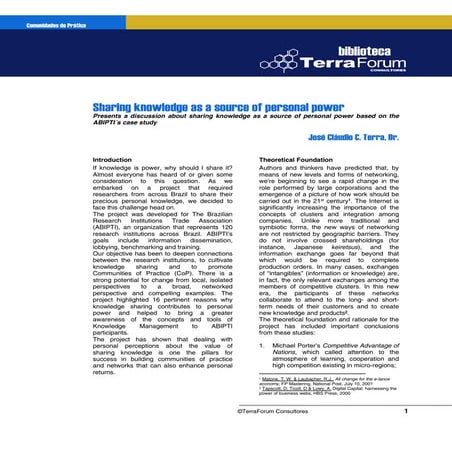 Sharing knowledge as a source of personal power