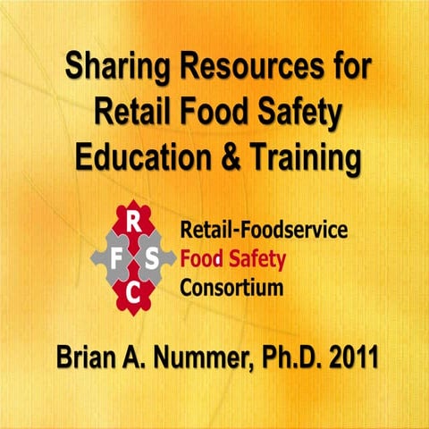 Sharing resources for retail food safety education june 2010