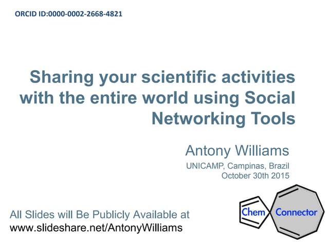 Sharing your scientific activities with the entire world using social network...