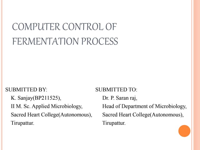 Computer control of fermentation process 