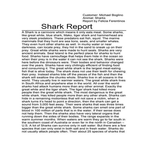 Shark report for james maslow