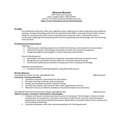 Sharon benoit resume