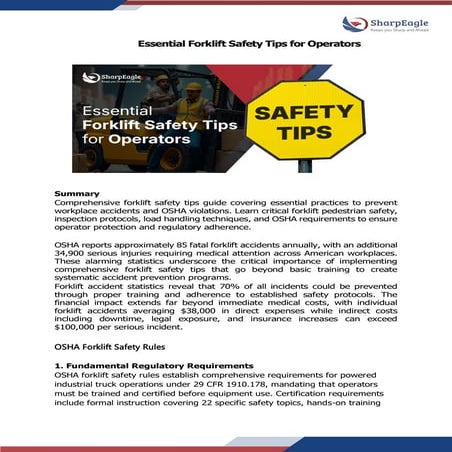 Essential Forklift Safety Tips for Operators | PDF