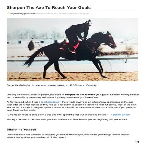 Sharpen the axe to reach your goals