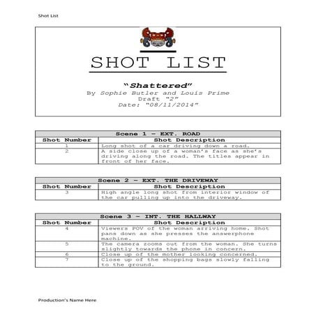 Shattered shot list