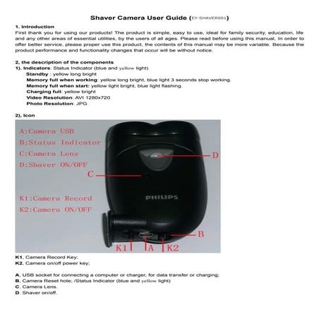 Shaver camera user guide (ey shaver001)