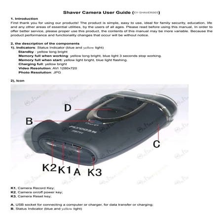 Shaver camera user guide (ey shaver005)