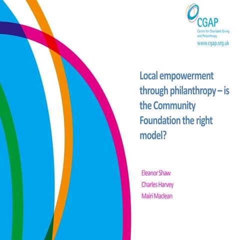 Local empowerment through philanthropy – is the Community Foundation the righ...