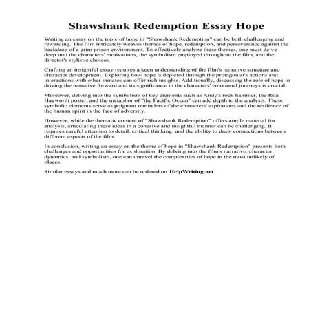 Shawshank Redemption Essay Hope