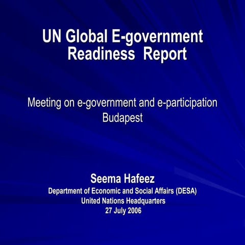 Seema Hafeez presentation on e government in Budapest 2006