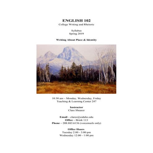 Shearer / Syllabus / English 102