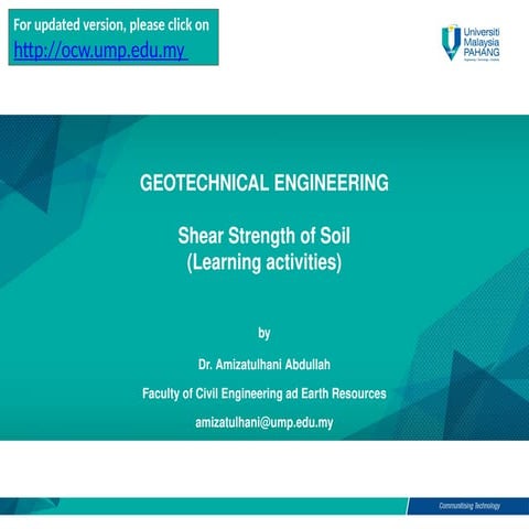 Comprehensive Learning on Shear Strength of Soil in Geotechnical ...