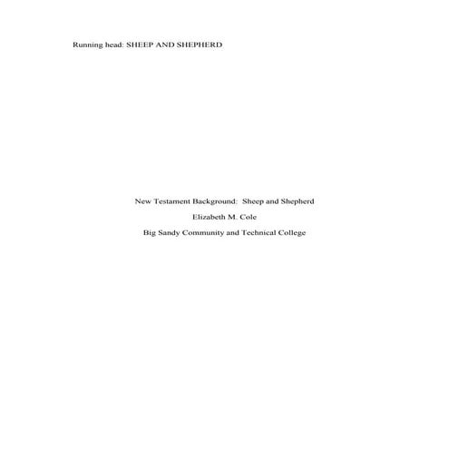 New Testament Cultural Background: Sheep and Shepherd