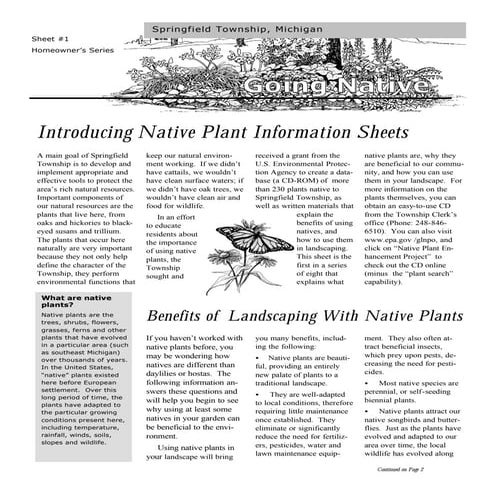 Homeowner’s Introducing Native Plant Information Sheets - Springfield Townshi...