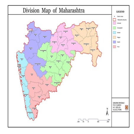 Detailed Division Map of Maharashtra with District Centers and ...