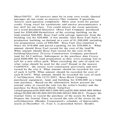 Sheet1 note  all answers must be in your own words. quoted passage